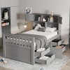 Platform Bed with Bookcase Headboard, Solid Wood Captain Bed Frame with Storage Drawers & Shelves for Bedroom-3irtyhousy - 2 of 4