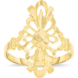 10k Yellow Gold 22.1mm Slim Oval Openwork Filigree Ring - 1 of 4