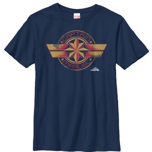 Boy's Marvel Captain Marvel Retro Star Emblem T-Shirt - 1 of 3