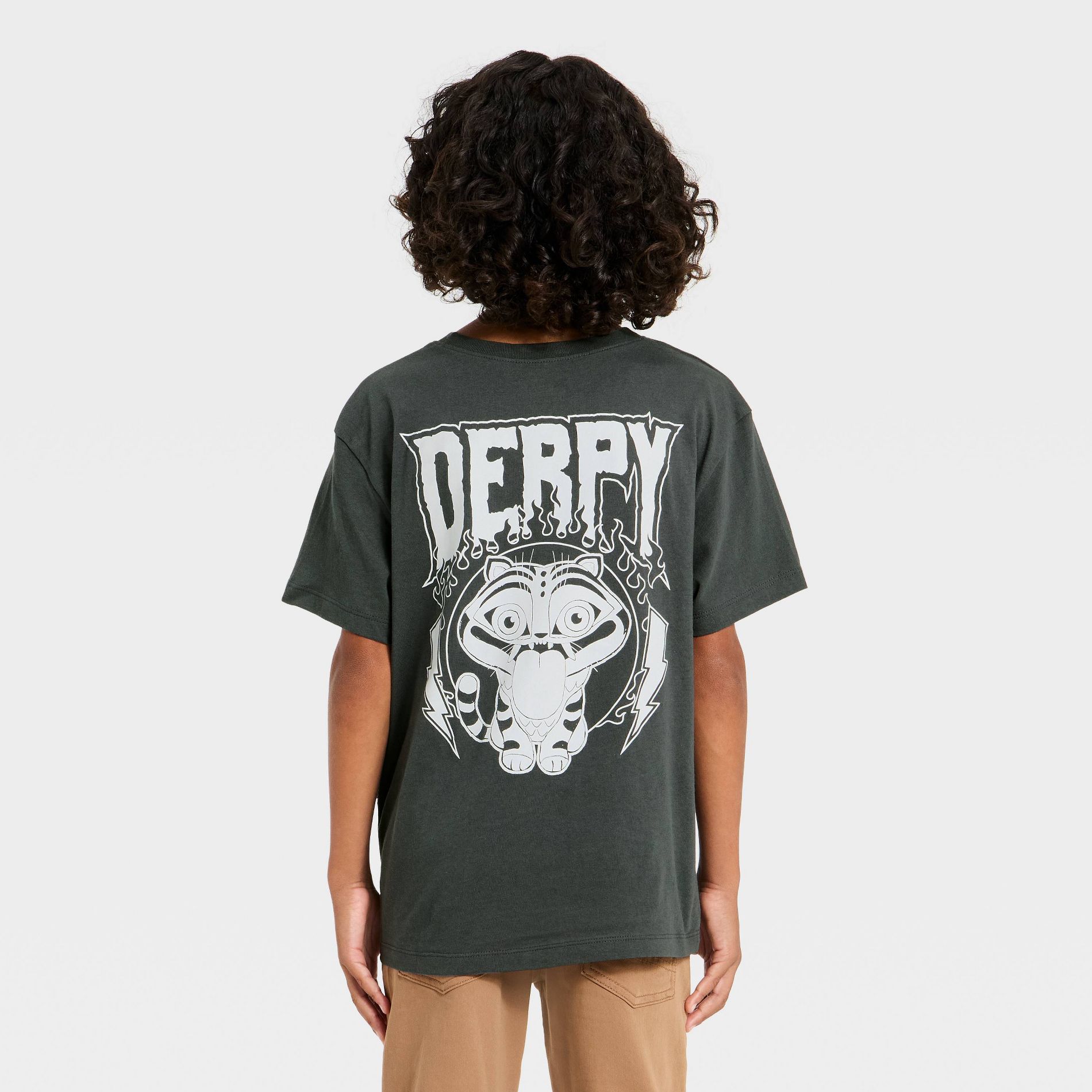 Boys' KPOP Demon Hunters Derpy Oversized T-Shirt - Charcoal Gray