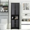 HOMCOM Tall Narrow Bathroom Storage Cabinet with Doors and Shelf Adjustability, Freestanding Bathroom Linen Cabinet, Bathroom Floor Cabinet - 3 of 4