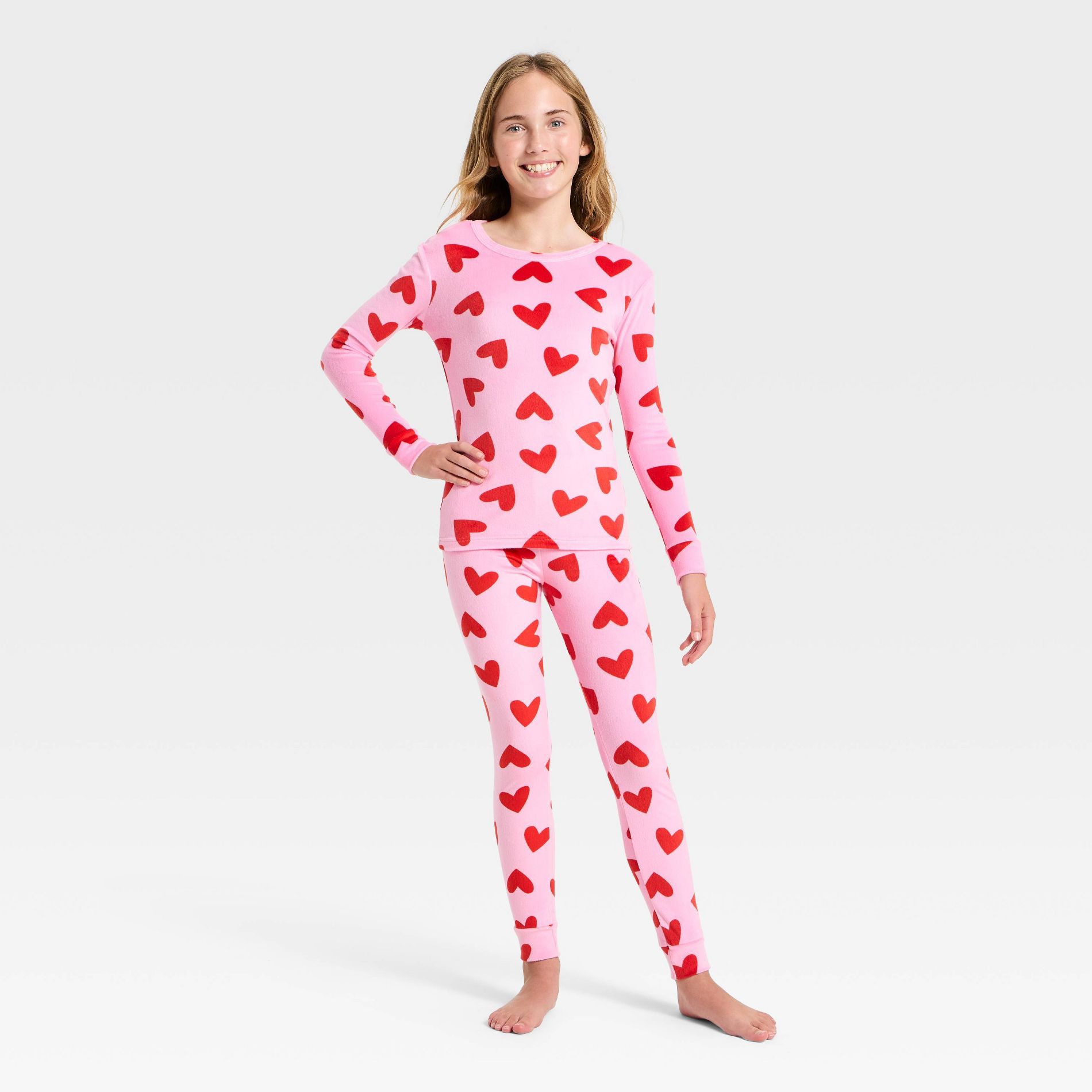 Kids' Valentine's Day 'Hearts' Snuggly Soft Pajama Set - Cat & Jack™ Pink