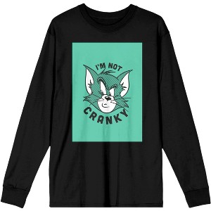 Cranky Tom Cat Black Graphic Long Sleeve Tee - 1 of 2
