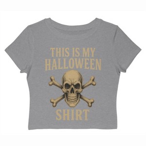 Rerun Island Women My Halloween Shirt Cross Skull Short Sleeve Graphic Cotton Baby Tee - 1 of 4