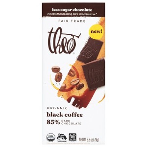 Theo 85% Dark Chocolate, Organic Black Coffee - Case of 12 - 2.8