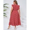 Plus Size Sleeveless Floral Hem Pocket Long Dress for Women Summer Casual Boho Maxi Dress - 4 of 4