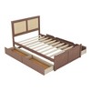 NicBex Full/Queen Size Wood Storage Platform Bed Frame with Natural Rattan Headboard and 4 Drawers,No Box Spring Needed,Easy Assembly,Natural/Espresso - 4 of 4