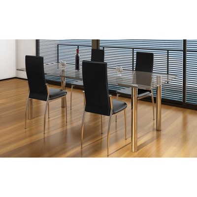 vidaXL Cantilever Dining Chairs 4 pcs Brown Faux Leather