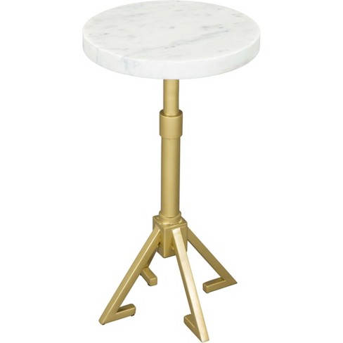 Augustus Side Table Marble White - Zm Home: Gold Frame, 22" High