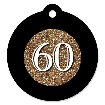 Big Dot of Happiness Adult 60th Birthday - Gold - Birthday Party Favor Gift Tags (Set of 20)