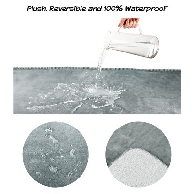 Large Gray Waterproof Reversible Sherpa Pet Blanket