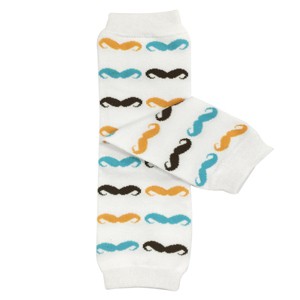 Wrapables Colorful Baby & Toddler Leg Warmers 1, Moustache White and Multicolored - 1 of 2