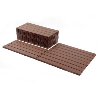 Syemin Carpet Tiles 24 Pieces of Dark Gray Outdoor Terrace Deck Tiles, Floor Tiles for Indoor Balcony Backyard Poolside, Brown, 24"*12"*0.78"