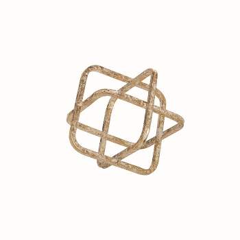 Small Distressed Gold Cube Metal Decorative Sculpture - Foreside Home & Garden