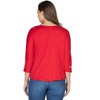 24seven Comfort Apparel Womens Three Quarter Sleeve Boatneck Cold Shoulder Top with Grommet Detail - 3 of 4