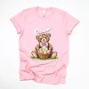 Teddy Bear Easter Basket Watercolor - Women's Short Sleeve Graphic T-Shirt - 2 of 4