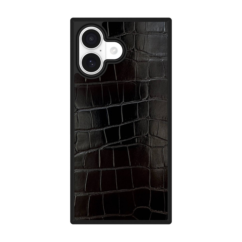 FLAUNT SQUARE iPhone 17 Case with MagSafe - Black Crocodile Faux Leather