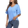 BLUEMING Womens Flutter Elbow Sleeve Shirts V Neck Tee Blouse Pagoda Sleeve T-Shirts Summer Tee Blouse Flowy Tops - 4 of 4