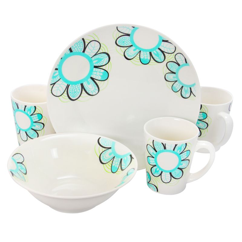 Gibson Home Lush Blossom 12 Piece Dinnerware Set in White and Blue Floral, 4 of 8