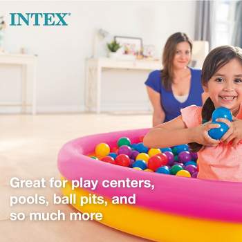Intex 100-Pack Large Plastic Multi-Colored Fun Ballz For Ball Pits or Splash Pools, Includes Bag for Safety and Storage