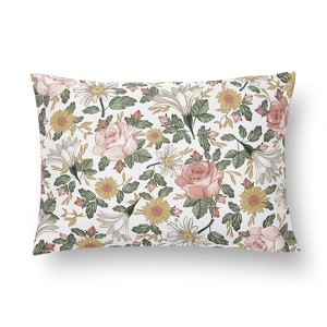 Sweet Jojo Designs Girl Toddler Pillow with Pillowcase 13 x 18 in. Vintage Floral Pink Green and Yellow - 1 of 4