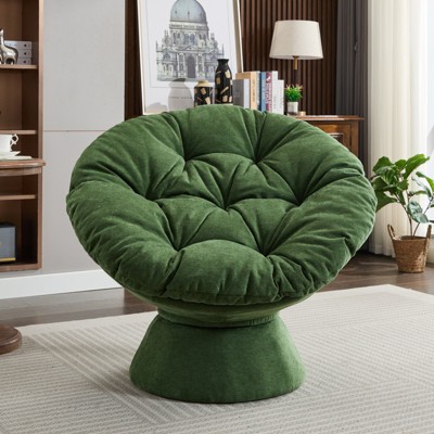 FONTOI Oversized Swivel Accent Chair, Swivel Barrel Chair, Upholstered Wingback Chair for Bedroom Living Room, Dark Green, 33"*31.5"*37"
