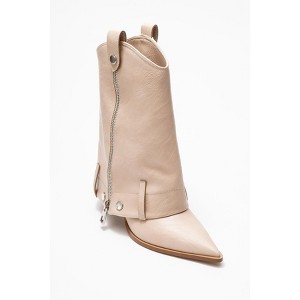 Lola - Beige Zip Pointed Toe Heel Boot (Women) | Prologue Shoes - 1 of 4