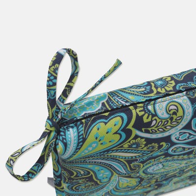 Aqua Blue and Navy Paisley Outdoor Seat Cushion Set