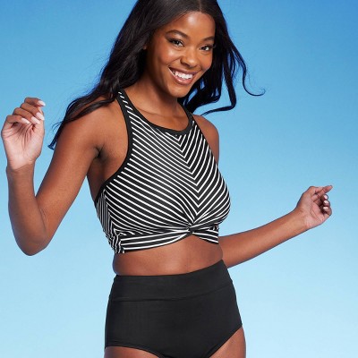 Women's Crochet Trim Halter Bikini Top - Kona Sol™ Black Xl : Target