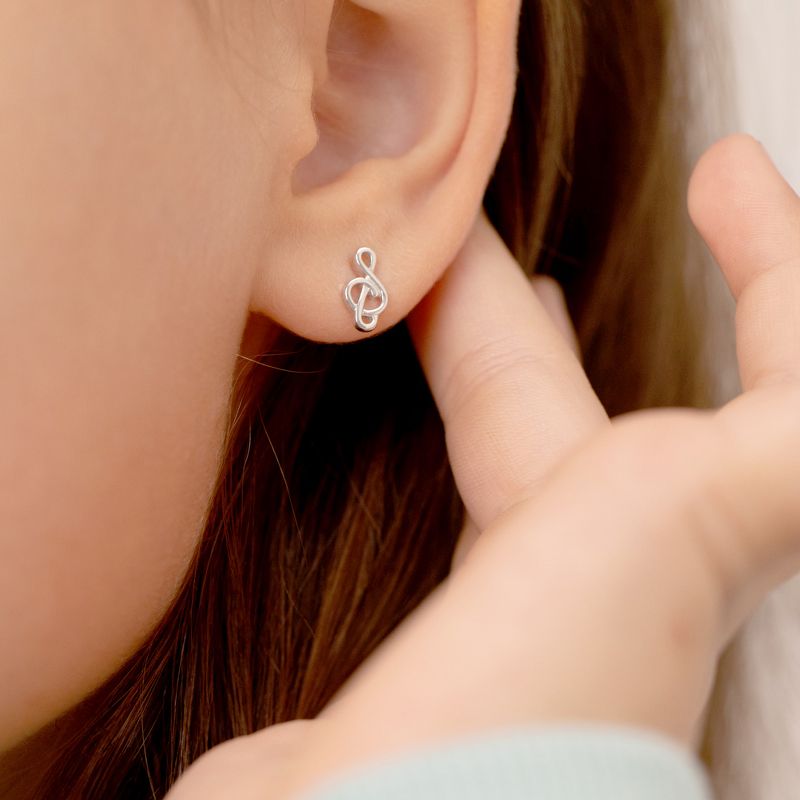 Girls' Bright Treble Clef Standard Sterling Silver Earrings - In Season Jewelry, 4 of 6