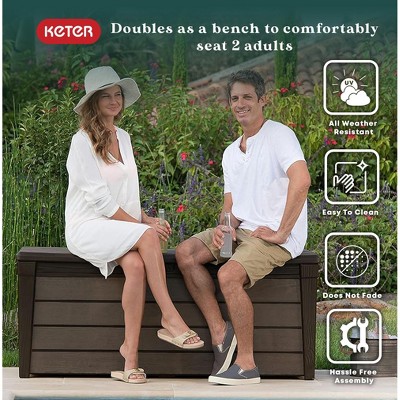 Keter Brown Lockable Plastic Wicker Outdoor Deck Box