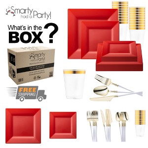 Smarty Had A Party Red Square Plastic Tableware Set - 120 Sets - 1 of 4