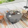 35" Outdoor Patio Coffee Table,Indoor Irregular Cement Coffee Table,Water Resistant Table For Garden Backyard,No Assembly Required-Coolbibila - 3 of 4