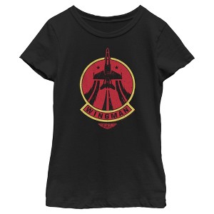 Girl's Top Gun: Maverick Distressed Wingman Patch T-Shirt - 1 of 4