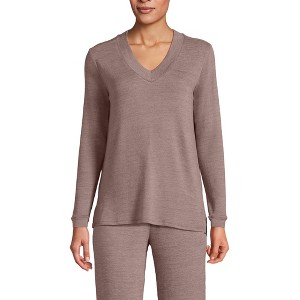 Lands' End Women's Faux Cashmere Long Sleeve Cozy Pajama Top - 1 of 3