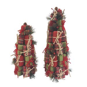 Transpac Foam 17.72 in Multicolor Christmas Wrapped in Twine Gift Tree Decor Set of 2 Decorative Objects - 1 of 2