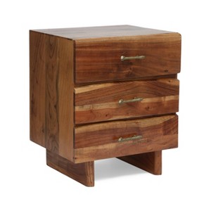 Gulches 22 Inches High Nightstand in Natural Color 3 Drawers Equipped with Natural Colored Wooden Legs - 1 of 4