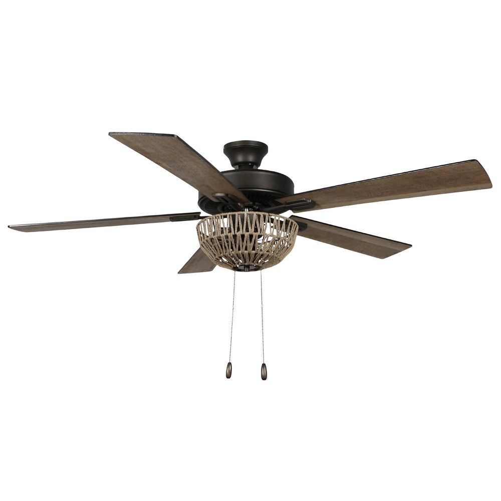 52" 5-Blade LED Woven Rope Lighted Ceiling Fan - River of Goods: Bohemian Style, Reversible Motor