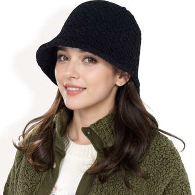 Anna-Kaci Women's High Pile Fleece Bucket Hat with Soft Textured Fabric and Modern Casual Design