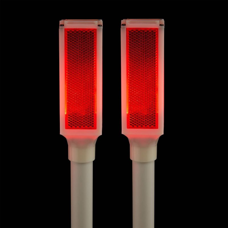 Set of 2 Tall Outdoor Solar Powered Driveway Markets with LED Lights White/Red - Alpine Corporation, 5 of 7