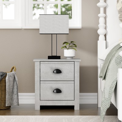 Galano Geodarno 2-Drawer Nightstand with Storage – Dusty Grey Oak