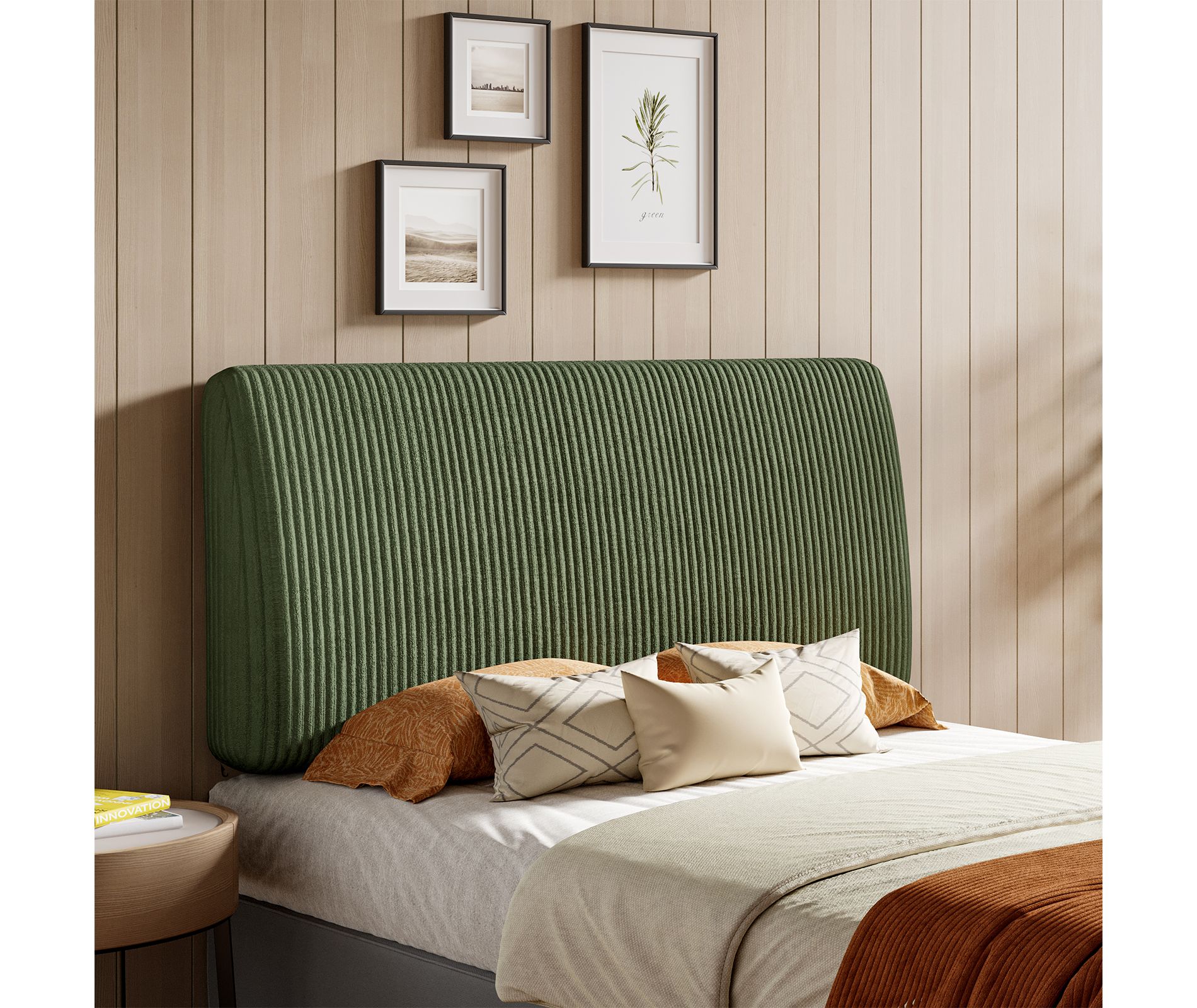 Pinmoco Ergonomic Upholstered Headboard for Full Size Bed, Up to 6.3" Thickness, No Damage on Walls, 5mins Set-Up, for 8-14 Inch Mattress