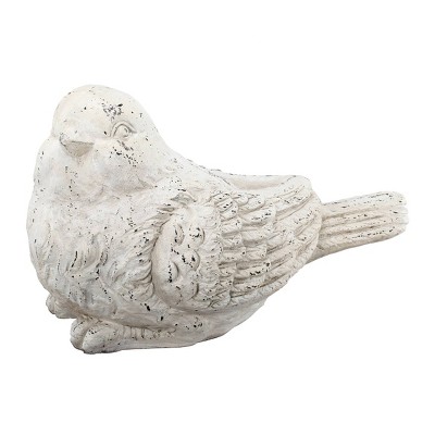 A&B Home Outdoor Decor Large Sitting Bird Figurine – White: Magnesium Oxide, New Home Accent