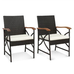 MOEPISY Set of 2 Patio Wicker Chairs with Soft Zippered Cushion - 1 of 4
