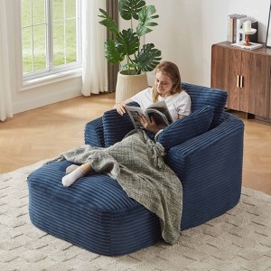 AENKYO Oversized Sleeper Sofa Bed & Cloud Lounge Chair, Corduroy Upholstered Sofa No Assembly Required for Living Room - 1 of 4