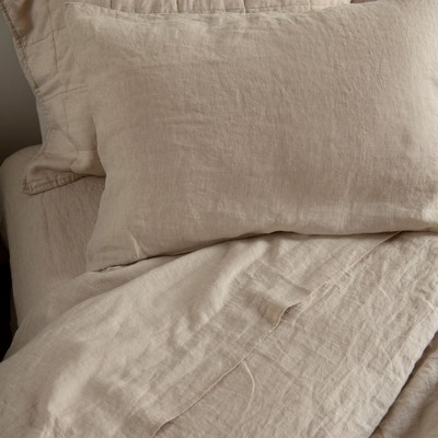 Twin/Twin XL Putty Heather Linen Duvet Cover & Sham Set