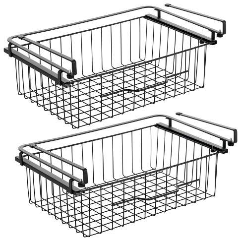 Mdesign Large Wire Hanging Drawer Basket - Attaches To Shelving - 2 ...