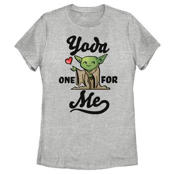 Women's Star Wars Valentine's Day Yoda One for Me Cartoon T-Shirt