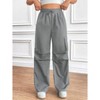 Women's Elastic Waist Cargo Pants - High-Rise Wide Leg Work Pants with Drawstring - 3 of 4