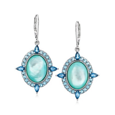 Ross-Simons Blue Mother-Of-Pearl Drop Earrings With 3.10 ct. t.w. London and Swiss Blue Topaz in Sterling Silver